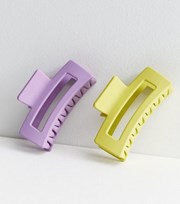 New Look 2 Pack Light Green and Lilac Matte Rectangle Claw Clips